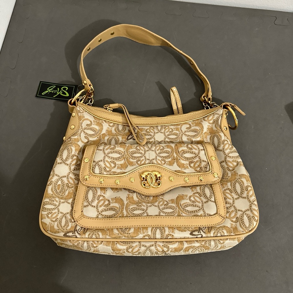 Sharif Studio Gold Shoulder Bag Purse Studded Leather Trim Brocade Lion …